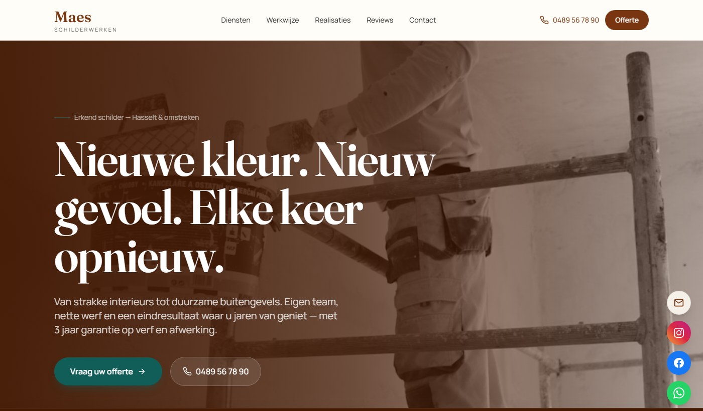 Voorbeeldwebsite Schilder & Decorateur